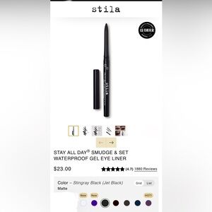 NIB Stila Stay all Day Smudge & Set Waterproof Gel Eyeliner in Stingray Black
